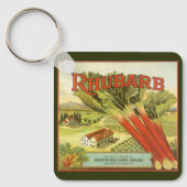 Vintages Gemüse kann Kunst, Rhubarb-Bauernhof Schlüsselanhänger (Vorderseite)
