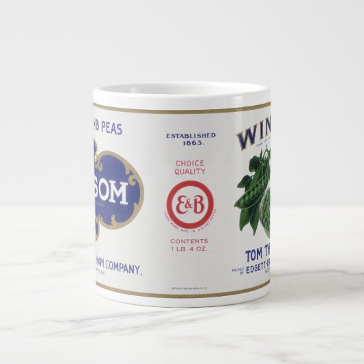 Vintages Gemüse kann Kunst, Winsom Peñas Jumbo-Tasse (Vorderseite)