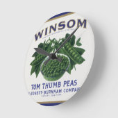 Vintages Gemüse kann Kunst, Winsom Peñas Runde Wanduhr (Winkel)