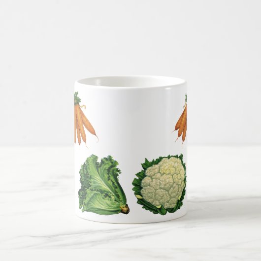 Vintages Gemüse; Karotten, Blumenkohl, Salat Kaffeetasse (Mittel)