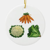 Vintages Gemüse; Karotten, Blumenkohl, Salat Keramik Ornament (Vorne)