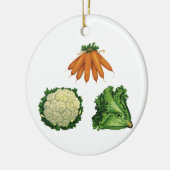 Vintages Gemüse; Karotten, Blumenkohl, Salat Keramik Ornament (Links)