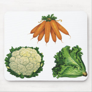 Vintages Gemüse; Karotten, Blumenkohl, Salat Mousepad