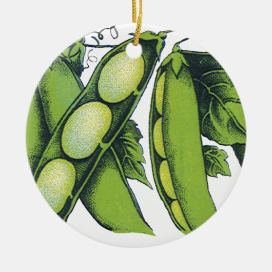 Vintages Gemüse; Limabohnen, Bio landwirtschaftlic Keramik Ornament (Vorne)