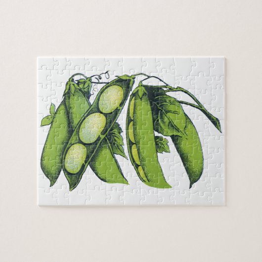 Vintages Gemüse; Limabohnen, Bio landwirtschaftlic Puzzle (Horizontal)