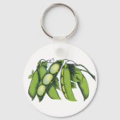 Vintages Gemüse; Limabohnen, Bio landwirtschaftlic Schlüsselanhänger (Rückseite)