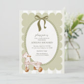 Vintages Gender Netural Baby Shower Einladung (Stehend Vorderseite)