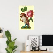 Vintages Genom mit rosa Rosenplakat drucken Poster (Heimbüro)