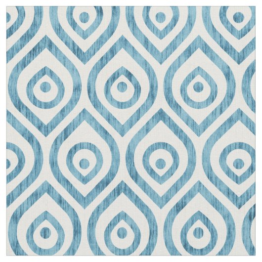Vintages geometrisch blaues Ogee-Muster. Stoff (Nahaufnahme)