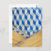 Vintages geometrisches 3D-Muster mit Holz Postkarte (Vorne/Hinten)