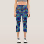 Vintages geometrisches Boho-Muster Capri Leggings (Vorderseite)