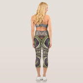 Vintages geometrisches Boho-Muster Capri Leggings (Rückseite)