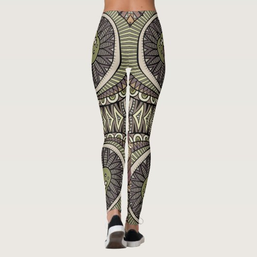Vintages geometrisches Boho-Muster Leggings (Rückseite)