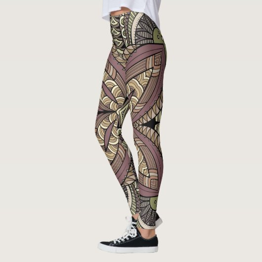 Vintages geometrisches Boho-Muster Leggings (Links)