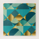 Vintages geometrisches Gewebe, nahtloses Patchwork Puzzle (Horizontal)