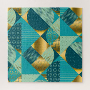 Vintages geometrisches Gewebe, nahtloses Patchwork Puzzle
