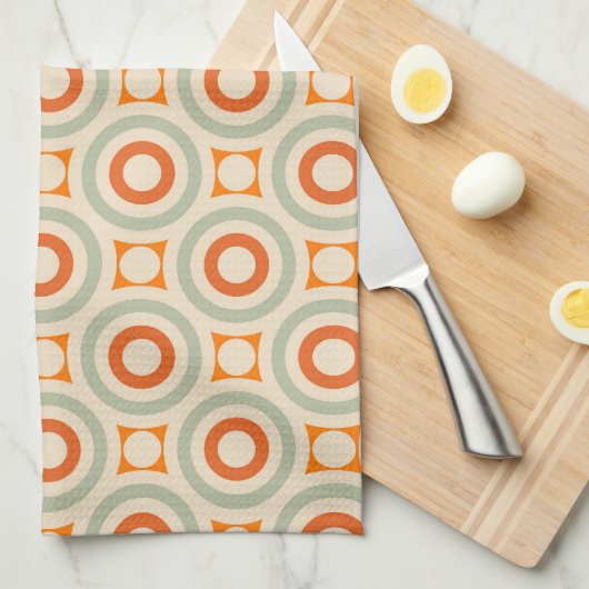 Vintages geometrisches Kreis-Muster Geschirrtuch (Viertel Falte)