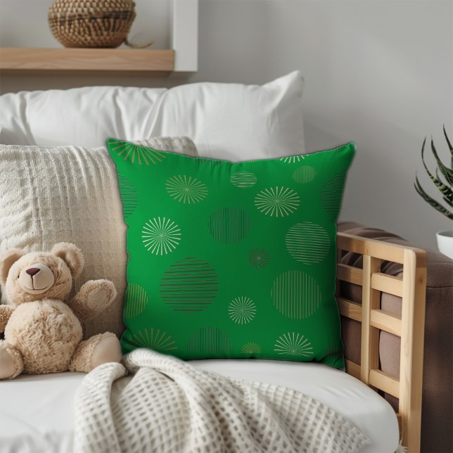 Vintages geometrisches Kreismuster grün Kissen (Von Creator hochgeladen)