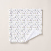 Vintages geometrisches Linienmuster weiß Badhandtuch Set (Waschlappen)