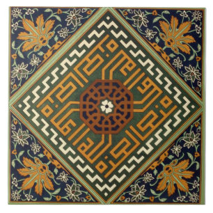 Vintages geometrisches mit Blumenmuster Fliese