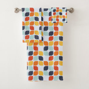 Vintages geometrisches Muster Badhandtuch Set