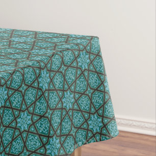 Vintages geometrisches Muster blaues Tischdecke