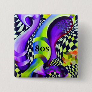 Vintages geometrisches Muster der 80er Jahre Button