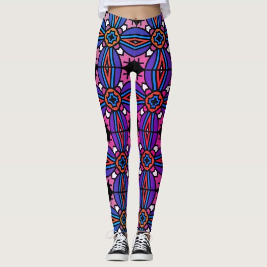 Vintages geometrisches Muster Leggings (Vorderseite)