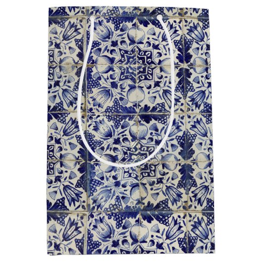 Vintages geometrisches Muster Mittlere Geschenktüte (Vorderseite)