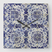 Vintages geometrisches Muster Quadratische Wanduhr (Vorderseite)