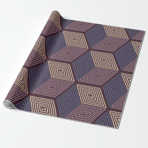 Vintages geometrisches nahtloses Muster mit Würfel Geschenkpapier