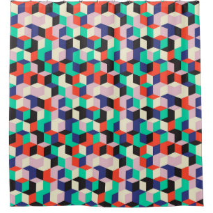 Vintages geometrisches, rautenförmiges Muster. Duschvorhang