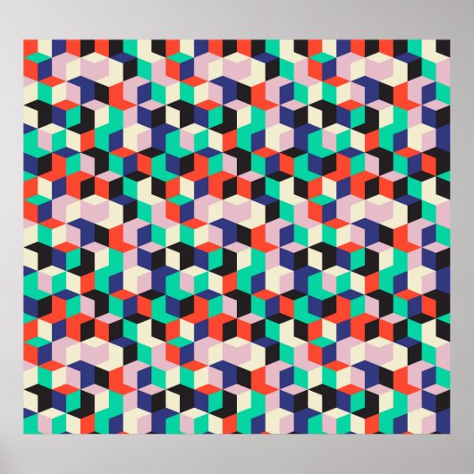 Vintages geometrisches, rautenförmiges Muster. Poster (Vorne)