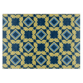 Vintages geometrisches Trennboard Blue & Cream Schneidebrett