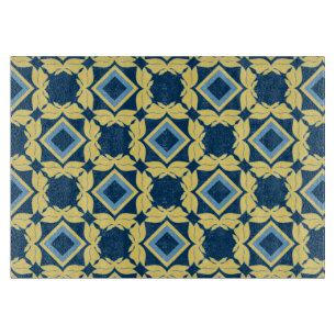 Vintages geometrisches Trennboard Blue & Cream Schneidebrett