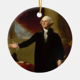 Vintages George- Washingtonporträt, das 2 malt Keramikornament