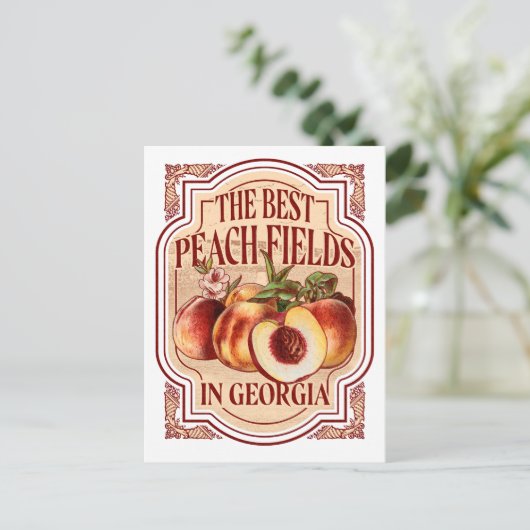 Vintages Georgia Peach Fields Postkarte (Stehend Vorderseite)