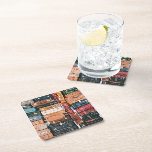 Vintages Gepäck Rechteckiger Pappuntersetzer (Vor Ort)