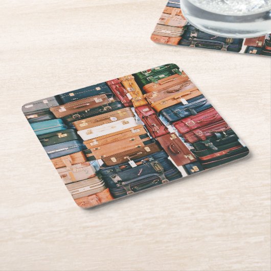 Vintages Gepäck Rechteckiger Pappuntersetzer (angewinkelt)