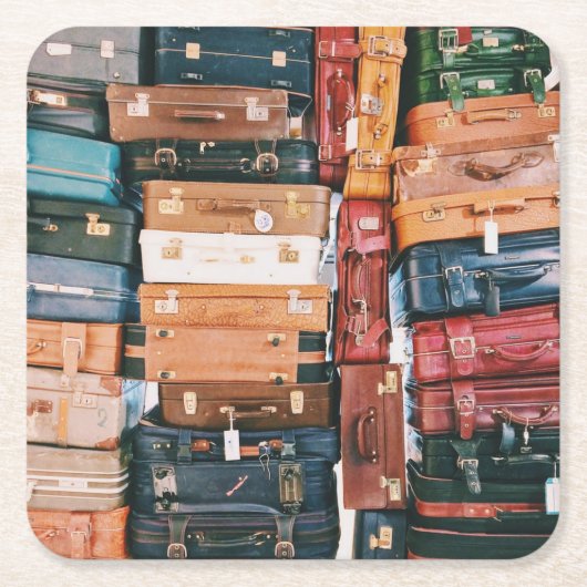 Vintages Gepäck Rechteckiger Pappuntersetzer (Vorderseite)