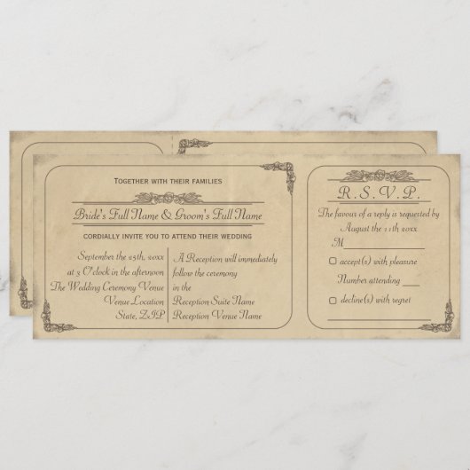 Vintages Gepäckschein Einladung und UAWG (Vorne/Hinten)