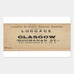 Vintages Gepäcksiegel Glasgow - Handtücher Rechteckiger Aufkleber