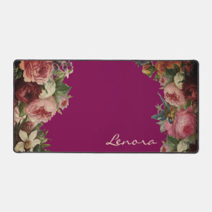 Vintages gerahmtes Rosa mit Blumen Schreibtischunterlage