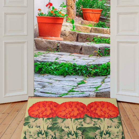 Vintages Geranium Trio - fett blühende Doormat Fußmatte