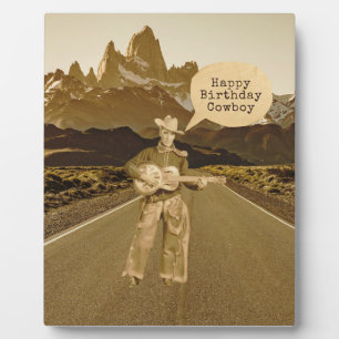 Vintages Gesang Cowboy Birthday Tabletop Fotoplatte