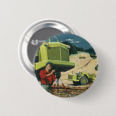 Vintages Geschäft, Baustelle mit Umfrage Button (Vorne & Hinten)