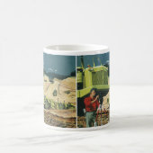 Vintages Geschäft, Baustelle mit Umfrage Kaffeetasse (Mittel)