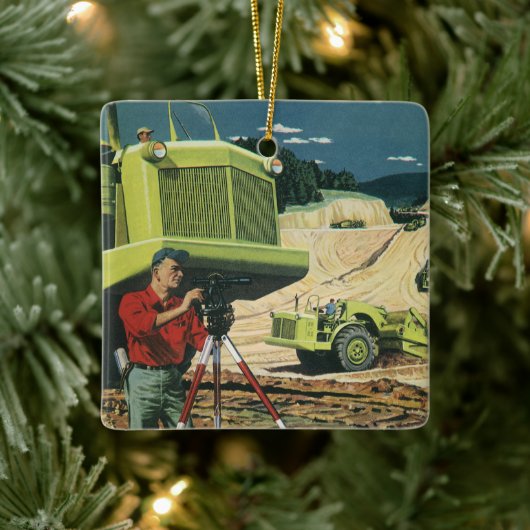 Vintages Geschäft, Baustelle mit Umfrage Keramikornament (Baum)