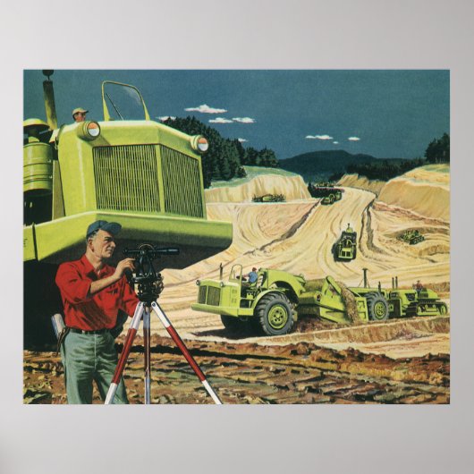 Vintages Geschäft, Baustelle mit Umfrage Poster (Vorne)