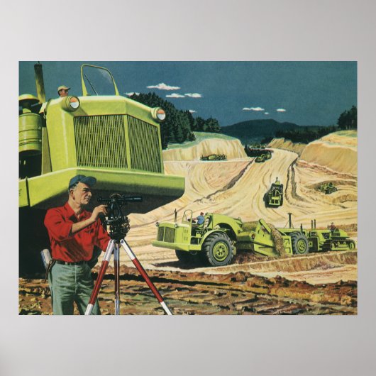 Vintages Geschäft, Baustelle mit Umfrage Poster (Vorne)